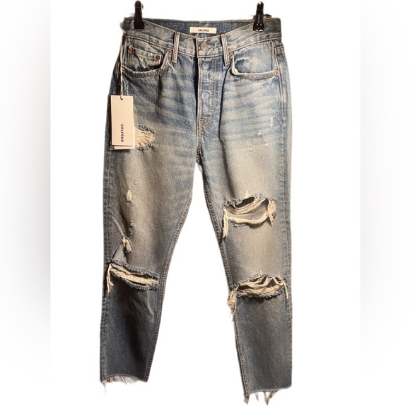 NWT GRLFRND Karolina Petite distressed 5 pcket Trendy high-rise slim-leg jean 26 - Picture 2 of 4